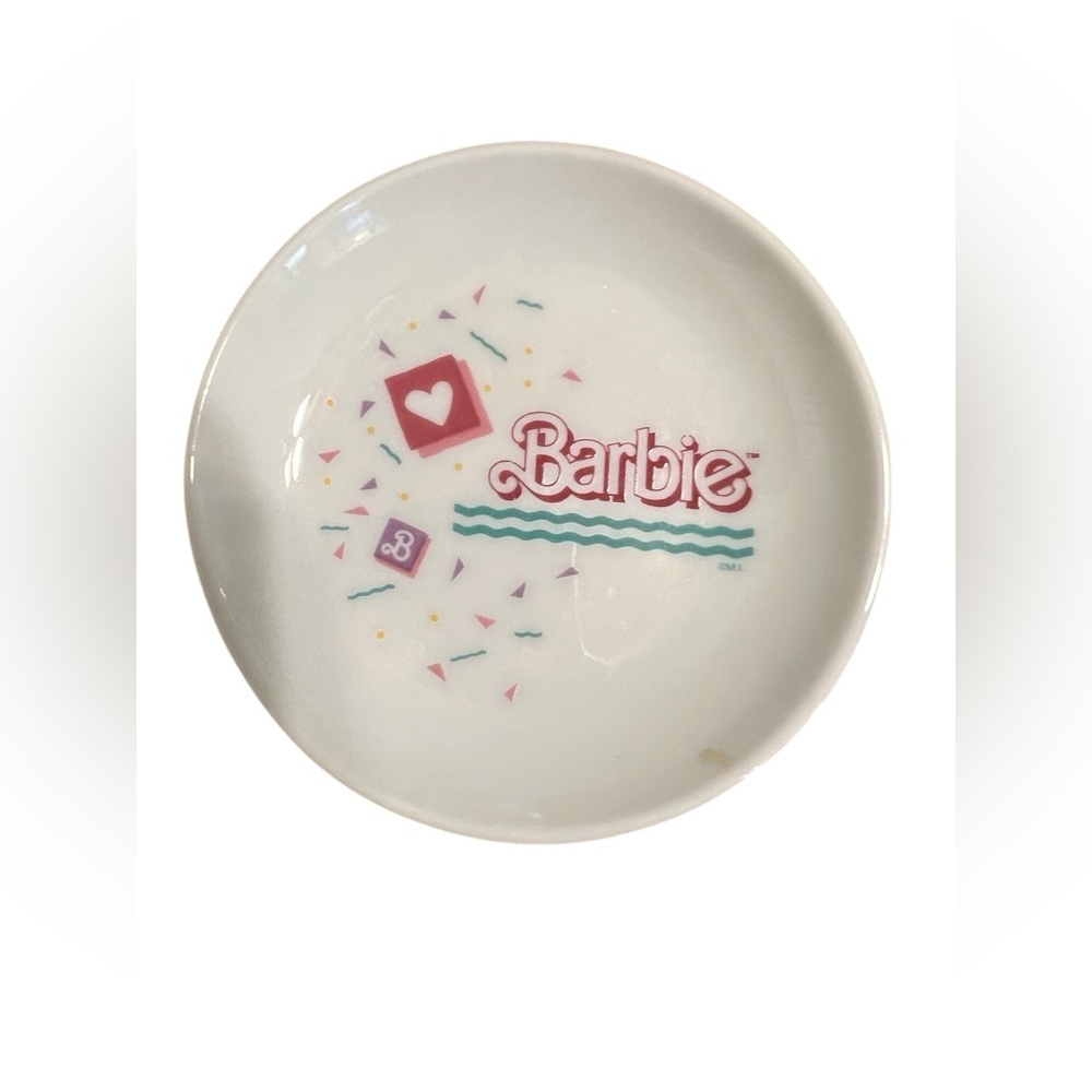 Barbie Ceramic Tea Set 15 Piece Mini Cups Saucers Plates 1989 Chilton Globe Inc. - Picture 3 of 6